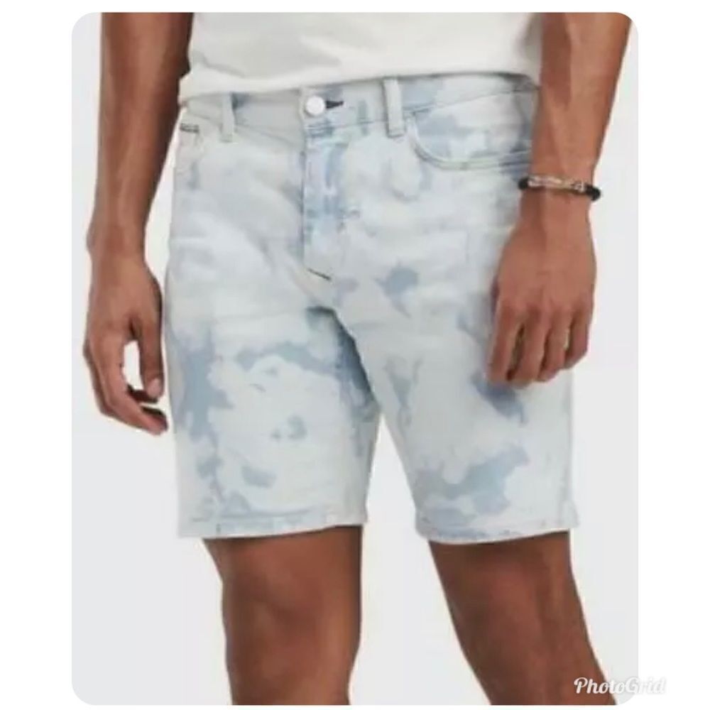 TOMMY HILFIGER Acid Wash Bleach tye dye Jean Denim Shorts tie dye